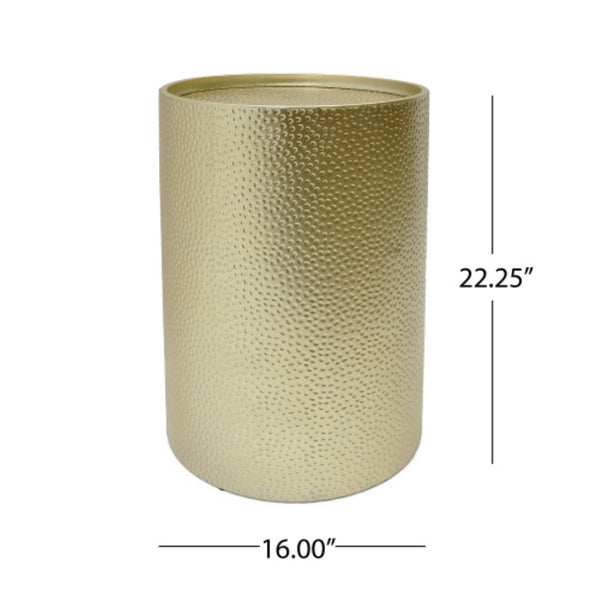 English Elm Metal Hammered Iron Accent Table Set of Two Cylindrical Industrial Modern Decor Gold N758P481464G