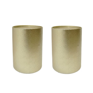 English Elm Metal Hammered Iron Accent Table Set of Two Cylindrical Industrial Modern Decor Gold N758P481464G
