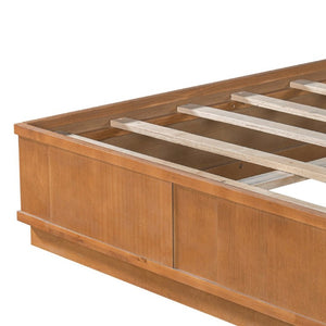 English Elm King Solid Pine Bed Frame with Tall Panel Headboard Honey Stain Farmhouse Style N758P482009N