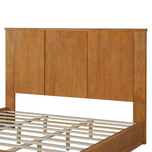 English Elm King Solid Pine Bed Frame with Tall Panel Headboard Honey Stain Farmhouse Style N758P482009N
