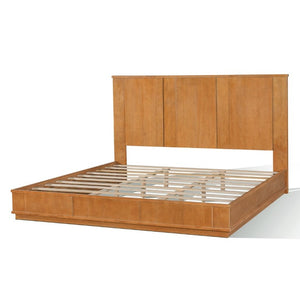 English Elm King Solid Pine Bed Frame with Tall Panel Headboard Honey Stain Farmhouse Style N758P482009N