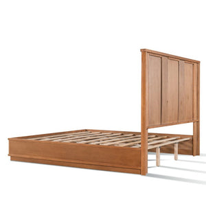 English Elm King Solid Pine Bed Frame with Tall Panel Headboard Honey Stain Farmhouse Style N758P482009N