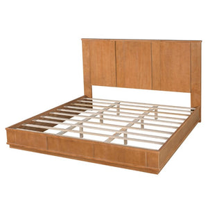 English Elm King Solid Pine Bed Frame with Tall Panel Headboard Honey Stain Farmhouse Style N758P482009N