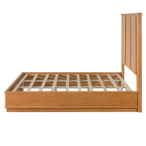 English Elm King Solid Pine Bed Frame with Tall Panel Headboard Honey Stain Farmhouse Style N758P482009N