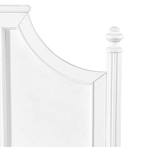 English Elm King Carved Panel Pine Platform Bed White Farmhouse Frame with Raised Headboard N758P487218K