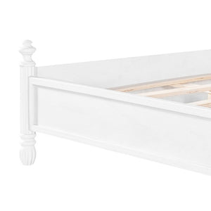 English Elm King Carved Panel Pine Platform Bed White Farmhouse Frame with Raised Headboard N758P487218K