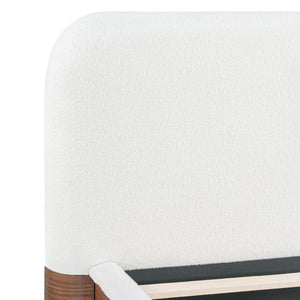 English Elm Queen Teddy Fleece Platform Bed with Rounded Headboard and Two Underbed Storage Drawers N758Q121314P