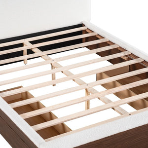English Elm Queen Teddy Fleece Platform Bed with Rounded Headboard and Two Underbed Storage Drawers N758Q121314P