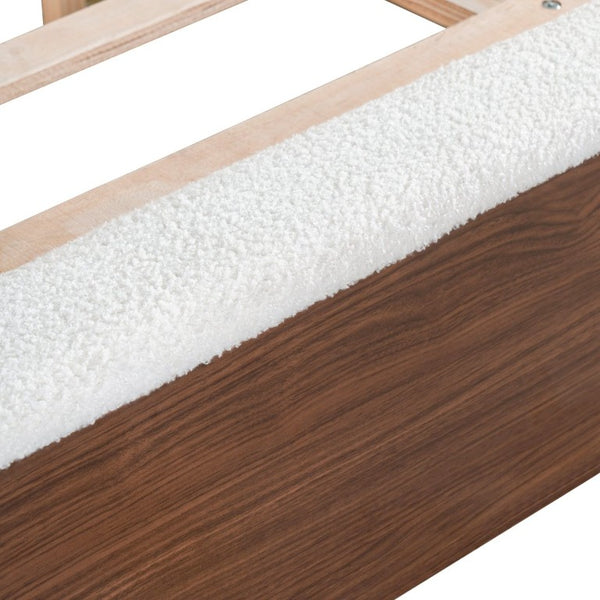 English Elm Queen Teddy Fleece Platform Bed with Rounded Headboard and Two Underbed Storage Drawers N758Q121314P
