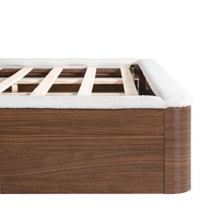 English Elm Queen Teddy Fleece Platform Bed with Rounded Headboard and Two Underbed Storage Drawers N758Q121314P