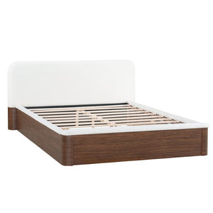 English Elm Queen Teddy Fleece Platform Bed with Rounded Headboard and Two Underbed Storage Drawers N758Q121314P