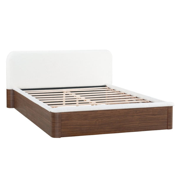 English Elm Queen Teddy Fleece Platform Bed with Rounded Headboard and Two Underbed Storage Drawers N758Q121314P