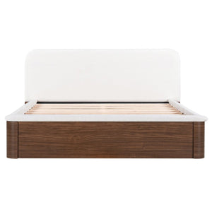 English Elm Queen Teddy Fleece Platform Bed with Rounded Headboard and Two Underbed Storage Drawers N758Q121314P