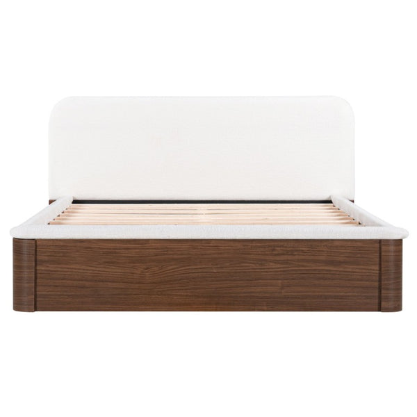 English Elm Queen Teddy Fleece Platform Bed with Rounded Headboard and Two Underbed Storage Drawers N758Q121314P