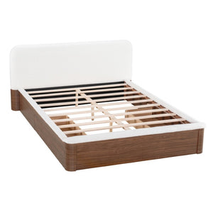 English Elm Queen Teddy Fleece Platform Bed with Rounded Headboard and Two Underbed Storage Drawers N758Q121314P