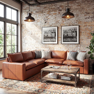 English Elm 101.5 Inch L-shaped Faux Leather Sectional Sofa with Deep Seats for Living Room N758T373839D