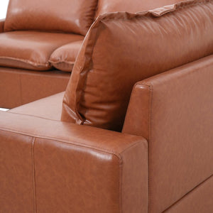English Elm 101.5 Inch L-shaped Faux Leather Sectional Sofa with Deep Seats for Living Room N758T373839D
