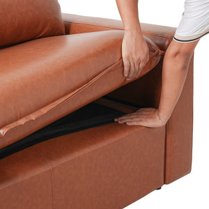 English Elm 101.5 Inch L-shaped Faux Leather Sectional Sofa with Deep Seats for Living Room N758T373839D