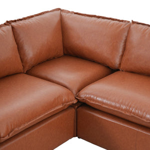 English Elm 101.5 Inch L-shaped Faux Leather Sectional Sofa with Deep Seats for Living Room N758T373839D