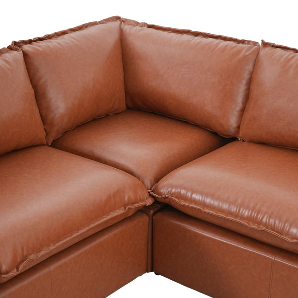 English Elm 101.5 Inch L-shaped Faux Leather Sectional Sofa with Deep Seats for Living Room N758T373839D