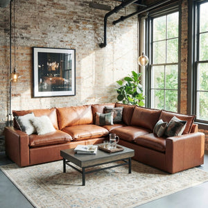 English Elm 101.5 Inch L-shaped Faux Leather Sectional Sofa with Deep Seats for Living Room N758T373839D