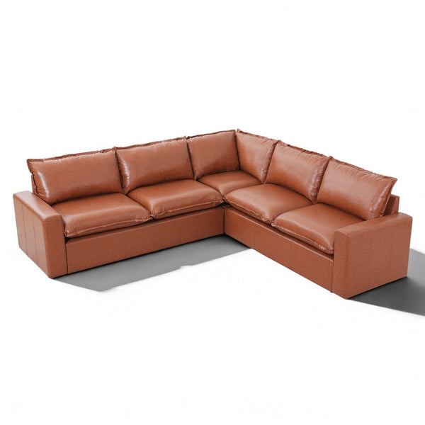 English Elm 101.5 Inch L-shaped Faux Leather Sectional Sofa with Deep Seats for Living Room N758T373839D