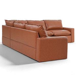 English Elm 101.5 Inch L-shaped Faux Leather Sectional Sofa with Deep Seats for Living Room N758T373839D