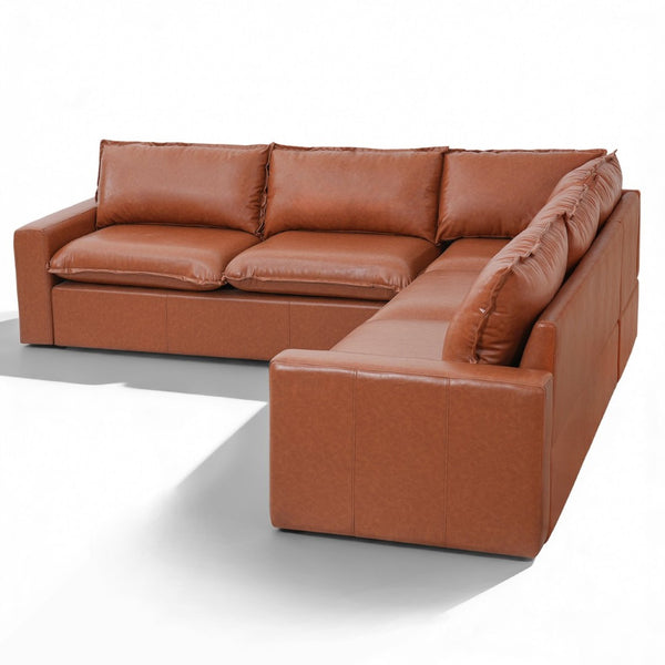 English Elm 101.5 Inch L-shaped Faux Leather Sectional Sofa with Deep Seats for Living Room N758T373839D