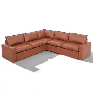 English Elm 101.5 Inch L-shaped Faux Leather Sectional Sofa with Deep Seats for Living Room N758T373839D