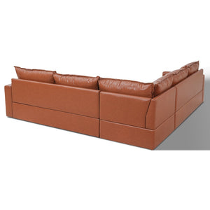 English Elm 101.5 Inch L-shaped Faux Leather Sectional Sofa with Deep Seats for Living Room N758T373839D