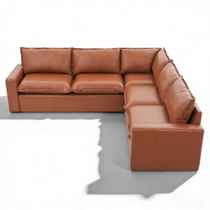 English Elm 101.5 Inch L-shaped Faux Leather Sectional Sofa with Deep Seats for Living Room N758T373839D