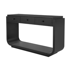 English Elm Antique-style Console Table with Three Drawers Paulownia Veneer Cabriole Legs Entryway Black N759P324549B