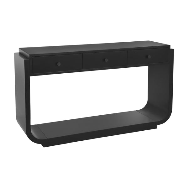 English Elm Antique-style Console Table with Three Drawers Paulownia Veneer Cabriole Legs Entryway Black N759P324549B