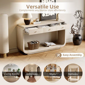 English Elm Antique-style Console Table with Three Drawers Paulownia Veneer Cabriole Legs Entryway N759P324549K
