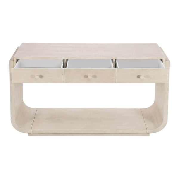 English Elm Antique-style Console Table with Three Drawers Paulownia Veneer Cabriole Legs Entryway N759P324549K