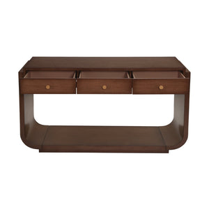 English Elm Antique-style Console Table with Three Drawers Paulownia Veneer Cabriole Legs Entryway Walnut N759P324549T
