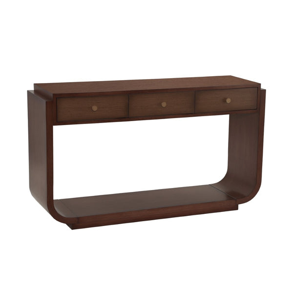 English Elm Antique-style Console Table with Three Drawers Paulownia Veneer Cabriole Legs Entryway Walnut N759P324549T