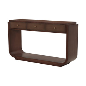 English Elm Antique-style Console Table with Three Drawers Paulownia Veneer Cabriole Legs Entryway Walnut N759P324549T