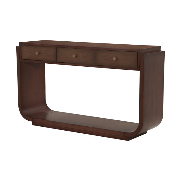 English Elm Antique-style Console Table with Three Drawers Paulownia Veneer Cabriole Legs Entryway Walnut N759P324549T