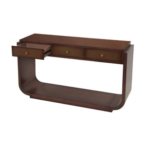 English Elm Antique-style Console Table with Three Drawers Paulownia Veneer Cabriole Legs Entryway Walnut N759P324549T