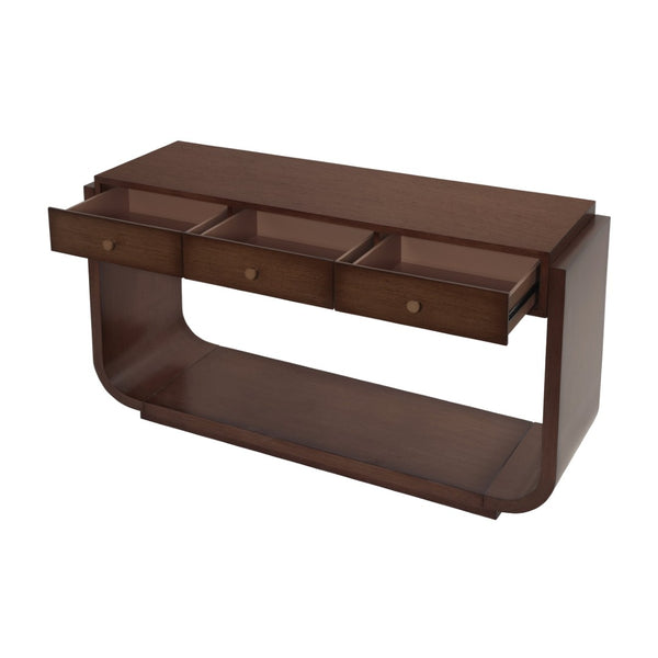 English Elm Antique-style Console Table with Three Drawers Paulownia Veneer Cabriole Legs Entryway Walnut N759P324549T