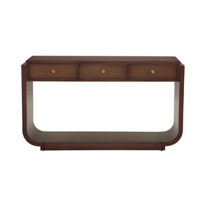 English Elm Antique-style Console Table with Three Drawers Paulownia Veneer Cabriole Legs Entryway Walnut N759P324549T