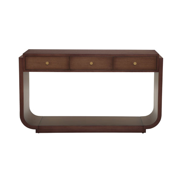 English Elm Antique-style Console Table with Three Drawers Paulownia Veneer Cabriole Legs Entryway Walnut N759P324549T