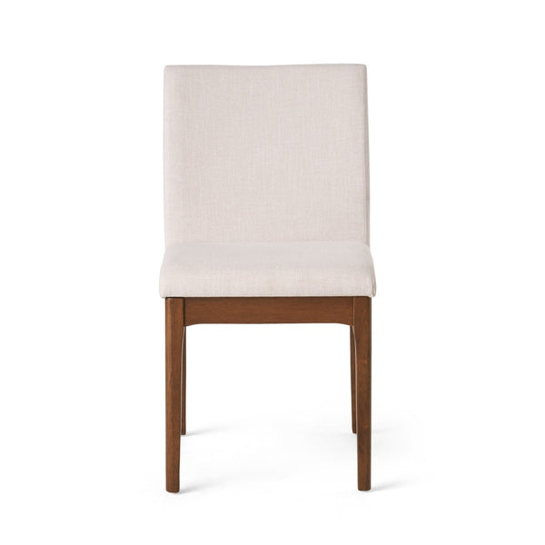 English Elm Set of 2 Upholstered Dining Chairs Rubberwood Legs Neutral Fabric Modern Pair N759P371094K