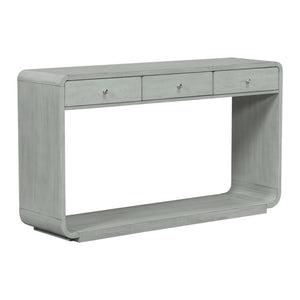 English Elm Antique-style Console Table Poplar Wood Curved Legs Three Drawers Entryway Accent Blue N759P396373G