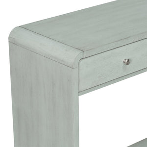English Elm Antique-style Console Table Poplar Wood Curved Legs Three Drawers Entryway Accent Blue N759P396373G