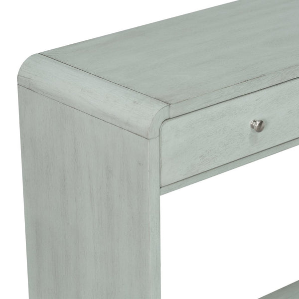 English Elm Antique-style Console Table Poplar Wood Curved Legs Three Drawers Entryway Accent Blue N759P396373G