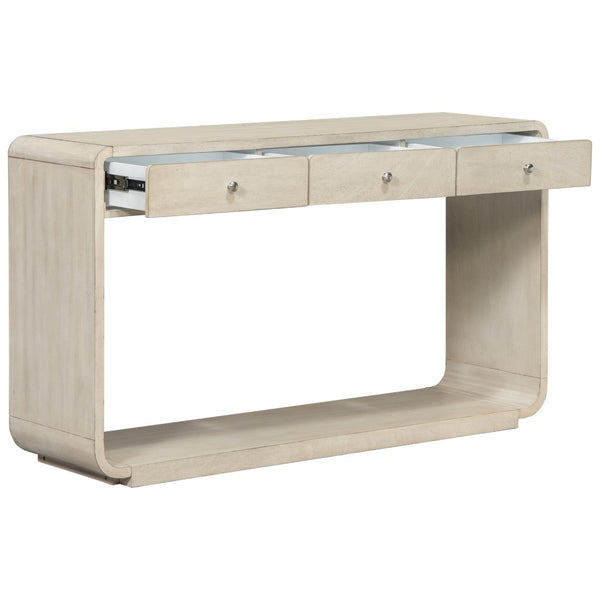 English Elm Antique-style Console Table Poplar Wood Curved Legs Three Drawers Entryway Accent Natural N759P396373N