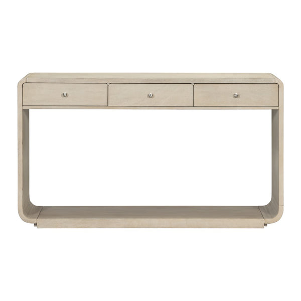 English Elm Antique-style Console Table Poplar Wood Curved Legs Three Drawers Entryway Accent Natural N759P396373N