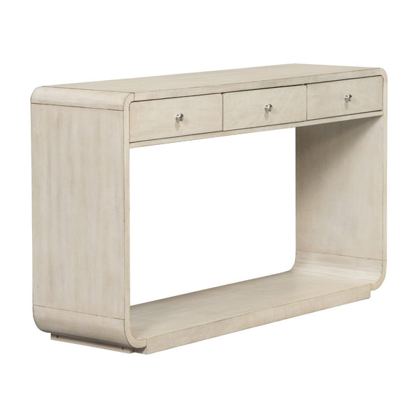 English Elm Antique-style Console Table Poplar Wood Curved Legs Three Drawers Entryway Accent Natural N759P396373N
